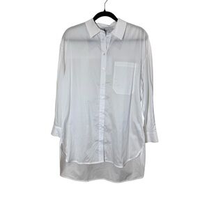 Harshman Vivant Classic White Women’s Button-Down Long Sleeve Tunic Shirt sz S